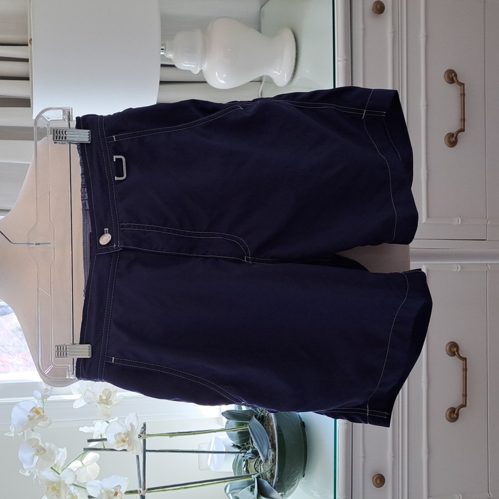 Peter Millar Mens‎ Navy Blue Swim Trunks/Board Shorts Zipper Button Elastic SM